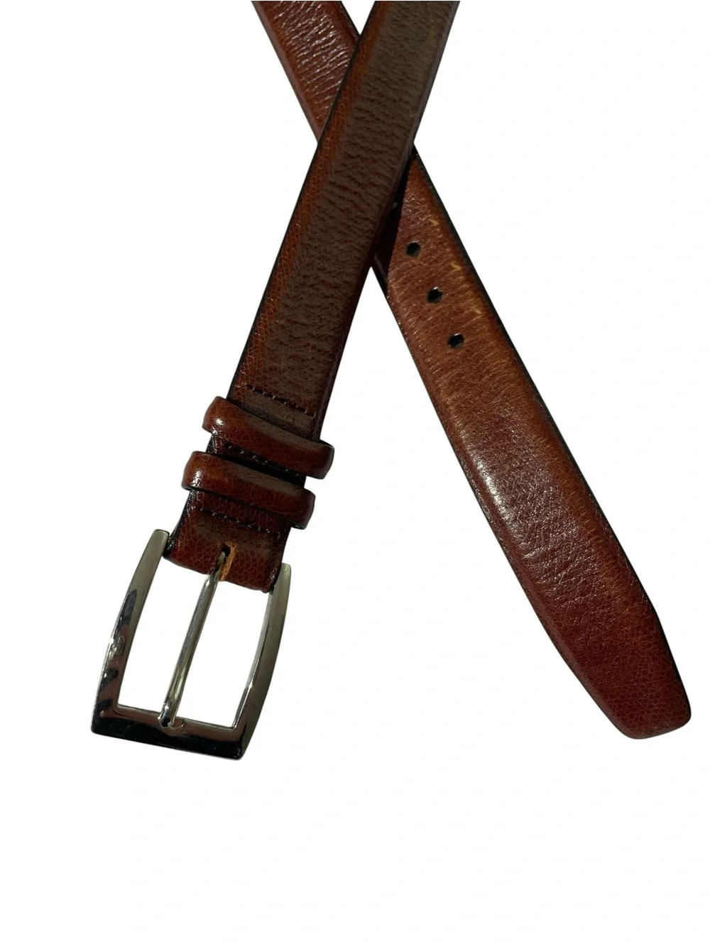 Trafalgar Glove Leather Mens Belt Sz 38 BROWN Silver Buckle Made In USA CLASSIC
